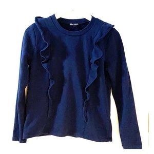 J.Crew Navy Blue Ruffled Sweatshirt XS EUC